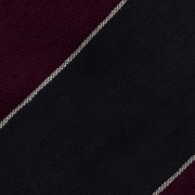 cravate à rayures épaisses en shantung de soie bordeaux / bleu marine / blanc