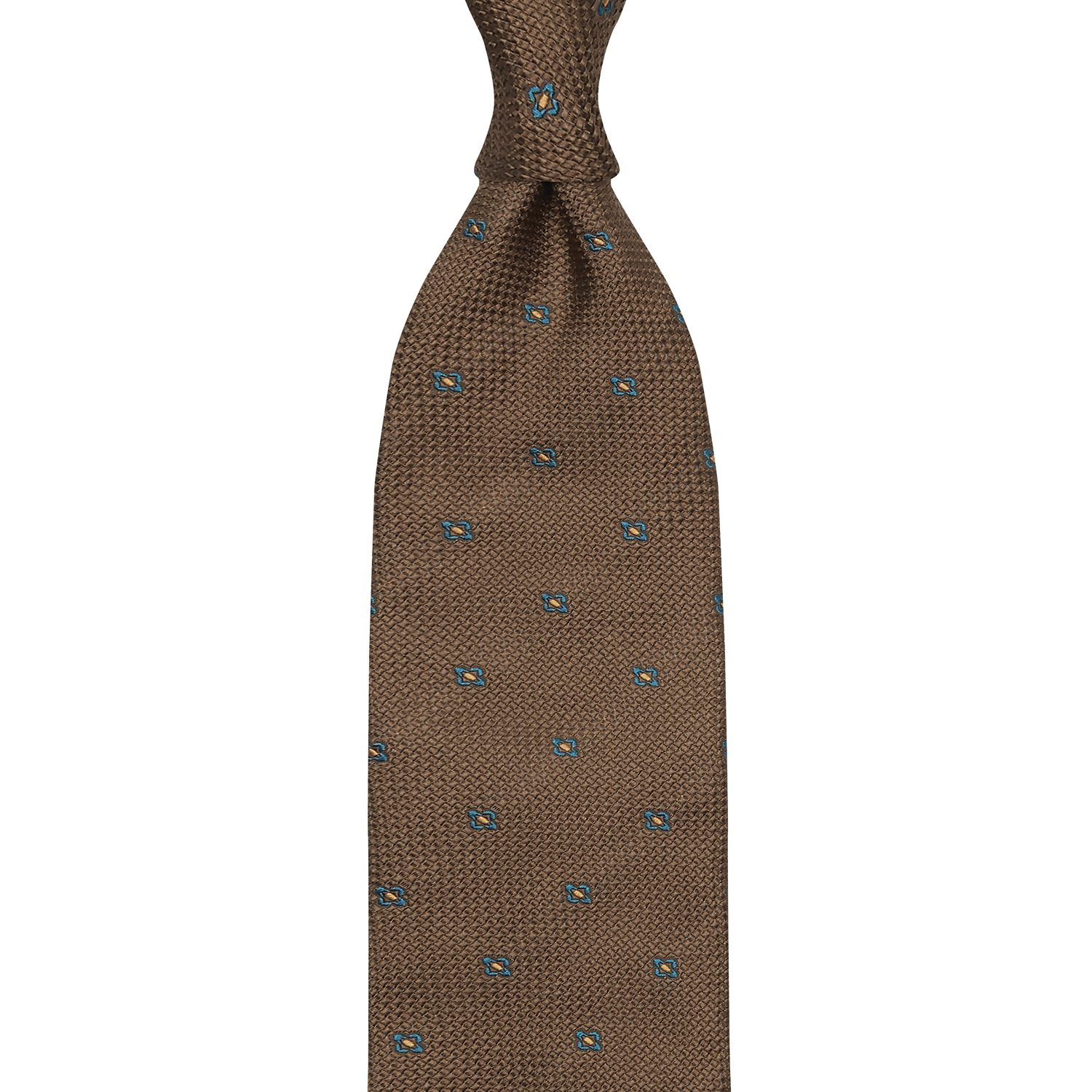 cravate classique à motifs floraux en grenadine de soie marron