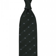 cravate classique à motifs floraux en grenadine de soie verte