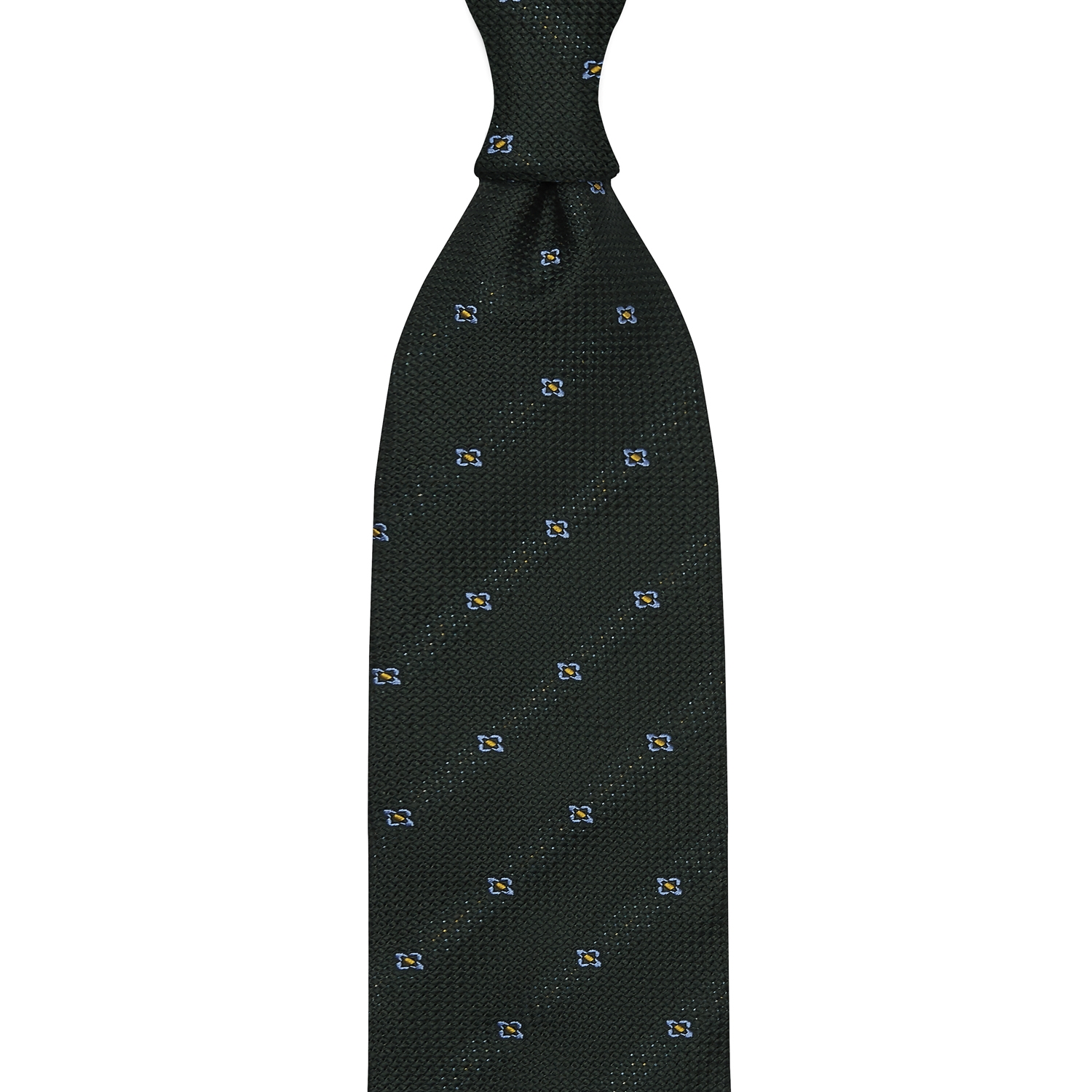 cravate classique à motifs floraux en grenadine de soie verte