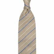Cravate à rayures en grenadine shantung – Bleu ciel / Blanc