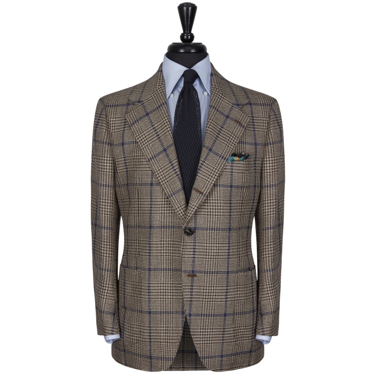 SSM17 – PATTERNED CHECK SINGLE BREASTED SPORTS JACKET – CACCIOPPOLI WOOL / SILK / LINEN - SPRING / SUMMER - MADE IN NAPLES