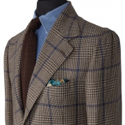 SSM17 – PATTERNED CHECK SINGLE BREASTED SPORTS JACKET – CACCIOPPOLI WOOL / SILK / LINEN - SPRING / SUMMER - MADE IN NAPLES