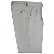 SSM-TR4 - SSM-TR4 - Pantalon gris clair à double pinces inversées avec ajusteurs - taille semi-haute -- 100% Flanelle de Laine @