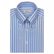 Wide stripe button down collar shirt