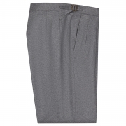 SSM-TR5 – Mid Grey double reverse pleats w/ side-adjusters - Cashmere/Wool mid-high waisted flannel trousers @Loro piana fabric