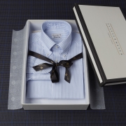 Oxford thin blue stripe button down collar shirt