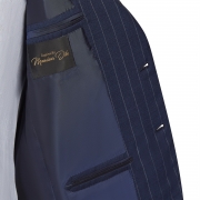 SSM3 - Costume droit 2 pièces bleu marine à rayures - 100% Fresco Traveller Caccioppoli