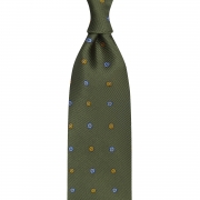 ORNAMENT PATTERNED WOVEN SILK TIE – OLIVE