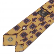 Cravate en soie à motifs médaillon imprimés – miel doré
