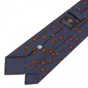 cravate en twill de soie bleu royal - motifs diamants imprimés à la main