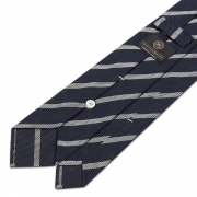 cravate à rayures en grenadine - Bleu Marine