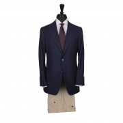 SSM16- Oxford Navy Hopsack Single Breasted Blazer – 100% Guabello Wool