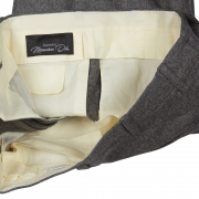 SSM-TR6 - Pantalon Gris à Double Pinces Inversees avec passants de ceinture Taille Semi Haute 100% flannelle de laine