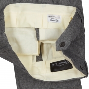 SSM-TR6 - Pantalon Gris à Double Pinces Inversees avec passants de ceinture Taille Semi Haute 100% flannelle de laine