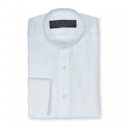Mao (white band) collar linen shirt - 100% cotton Canclini fabric