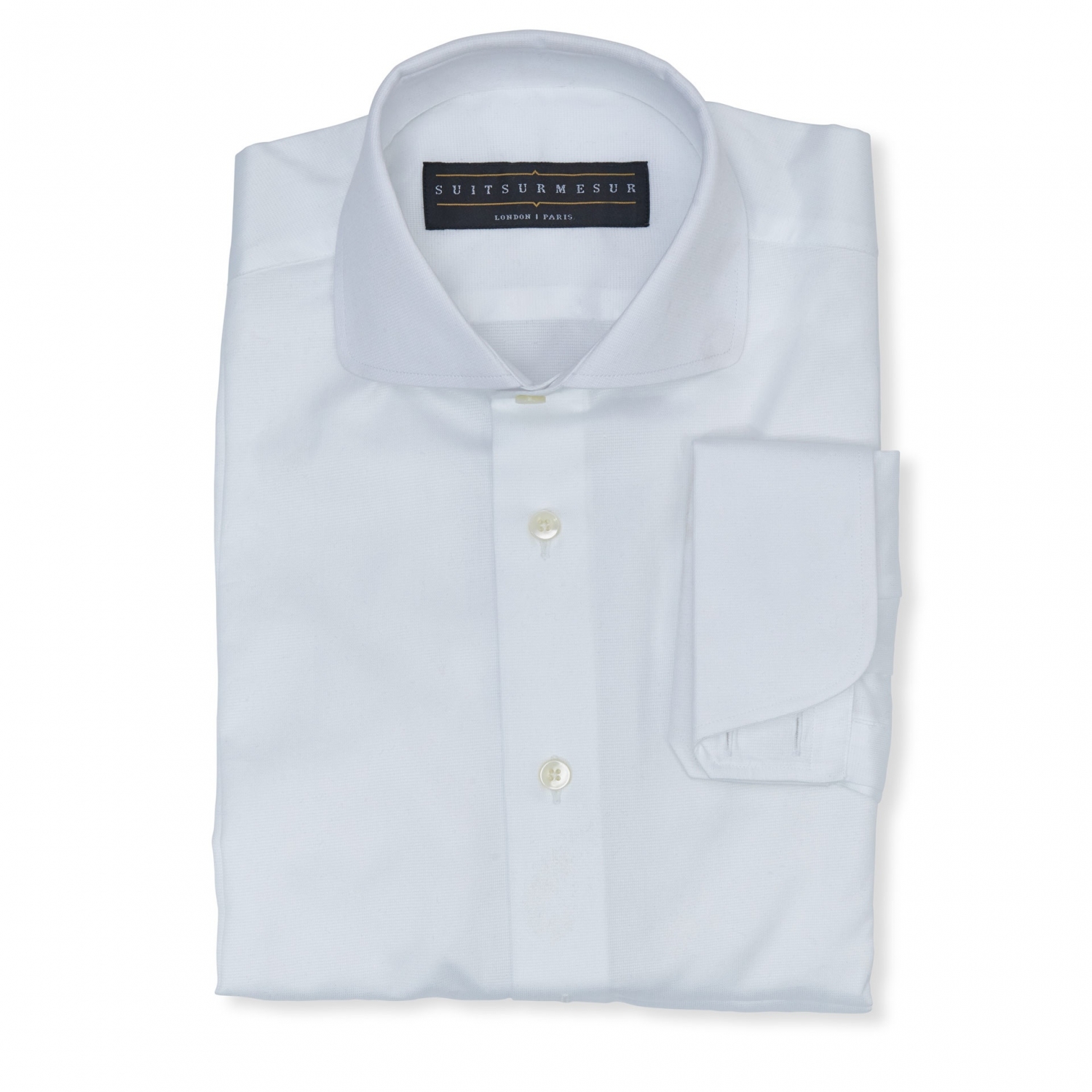 White (round Italian collar) royal classic shirt - 100% cotton Canclini fabric 