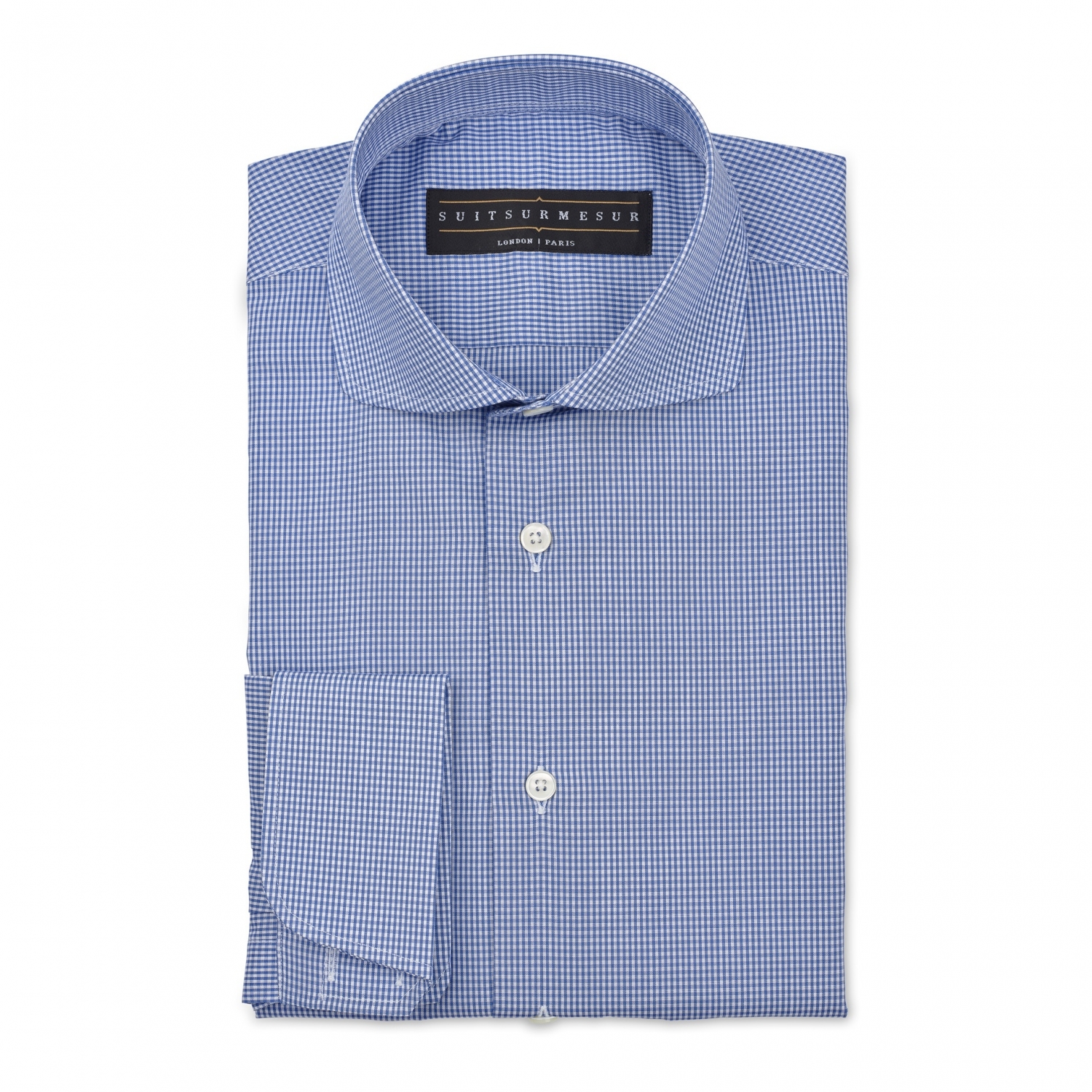 Micro-check (round Italian collar) shirt – 100% cotton Canclini fabric ...