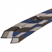 cravate rayée en cachemire – beige / bleu denim / marron